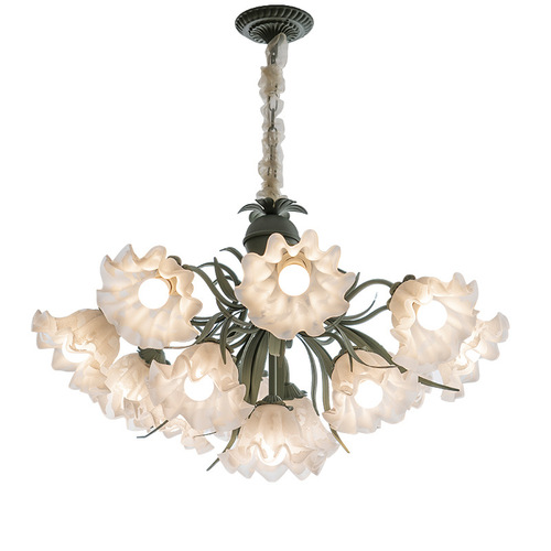 French pastoral style living room chandelier, lily of the valley flower lamp, Internet celebrity retro creative master bedroom lamp, restaurant American lamp