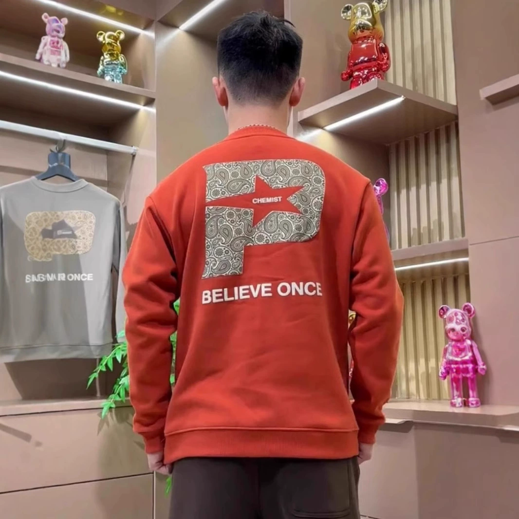 Длинный рукав свитер мужской 2024 осень и зима новый цветок талии P алфавит корейская версия с длинными рукавами с круглым вырезом повседневная рубашка