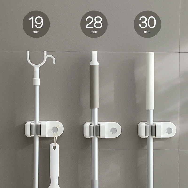 LEYIX wall-mounted broom and mop clip bathroom adhesive hook broom holder punch-free broom and mop hanger