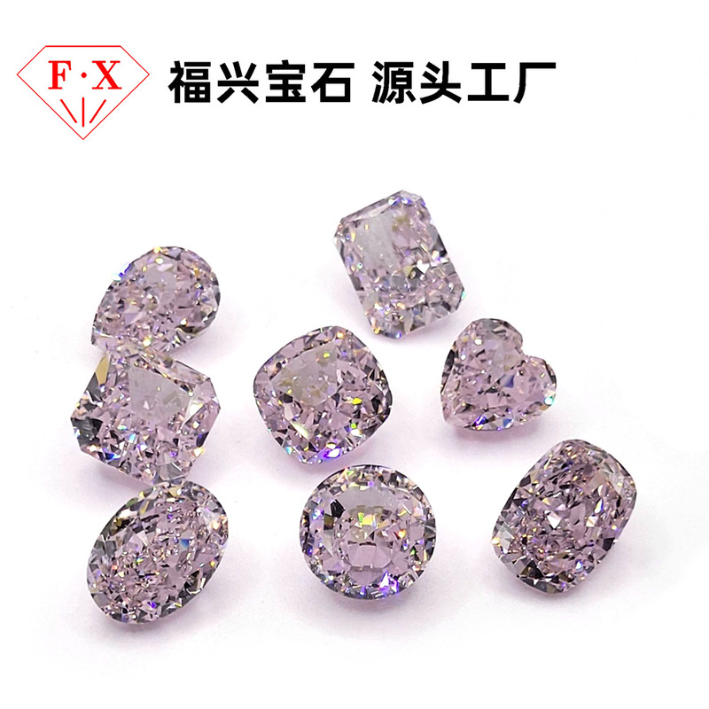 5A Light Pink High Carbon Diamond Ice Flower Cz Diamond Wuzhou Artificial Gemstone Factory Cross-Border Distribution Zircon