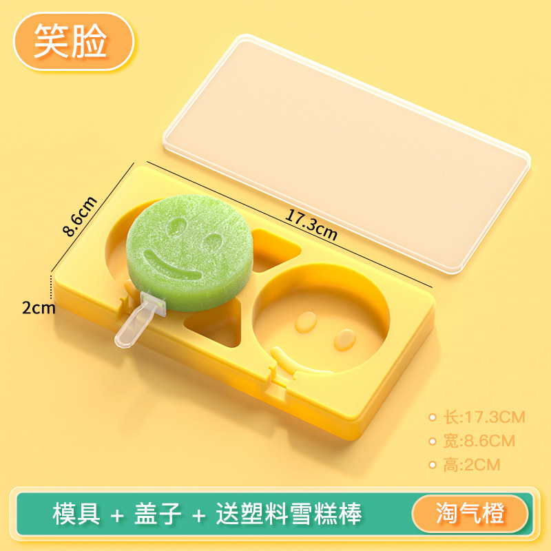 2-color helado molde de silicona con tapa clásico oval cara sonriente helado molde DIY helado molde