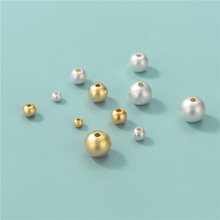 S925纯银电镀古法金隔珠散珠圆珠配件 DIY串珠编绳手链饰品材料包