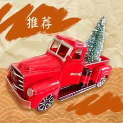 クロスボーダー鉄工芸品、小型車、雪上トラック、クリスマスツリーの飾り、クリエイティブな装飾、ミニチュアカード、手作り