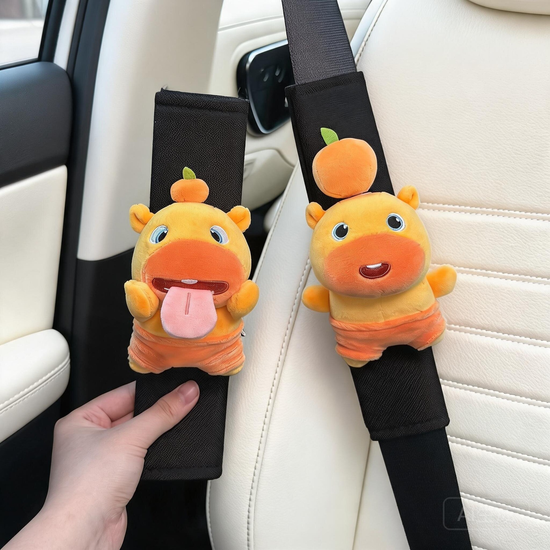 Capybara Lulu Car Seatbelt Shoulder Pads, Car Seatbelt Decoration, Anti-Wear Clothing, Cute Couple Set