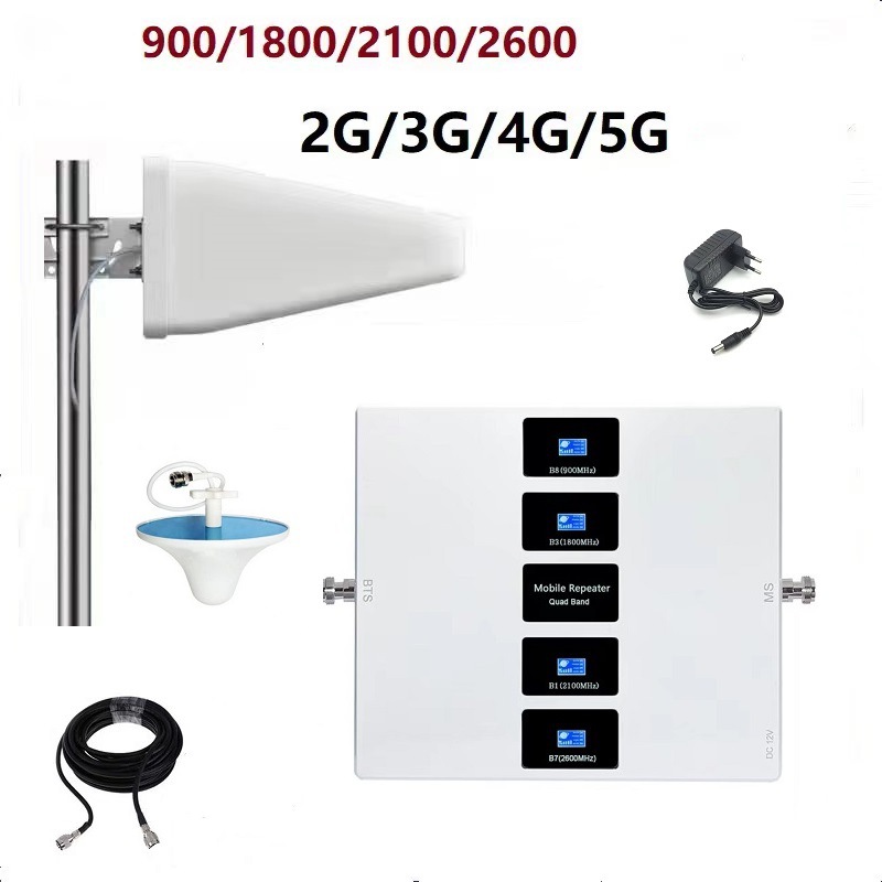 四频跨境外贸2g3g4g5g手机信号放大器900/1800/2100/2600强波器