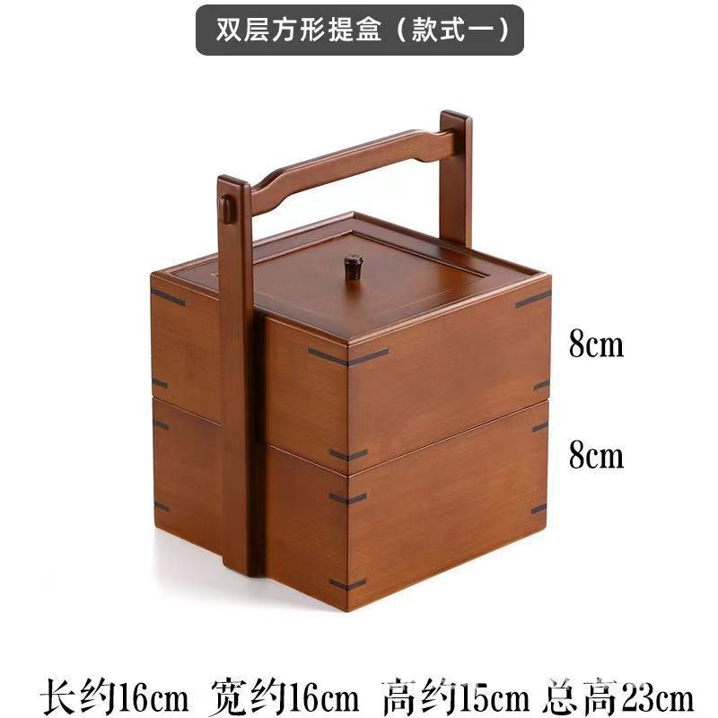 中秋月餅箱木製二層ペストリースナックギフト包装箱レトロハイエンドポータブルドライフルーツバスケット|undefined