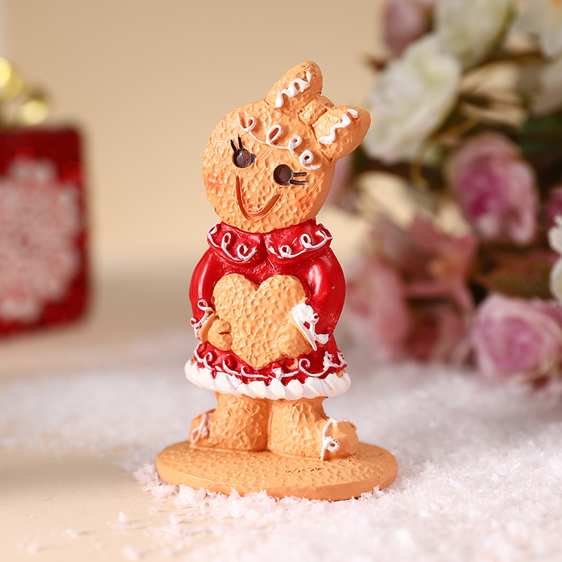 Christmas cartoon gingerbread man decoration Christmas window decoration resin decoration children's holiday gift resin crafts