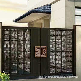 新中式铝合金别墅大门 中式双开庭院入户大门乡村自建房铝艺大门