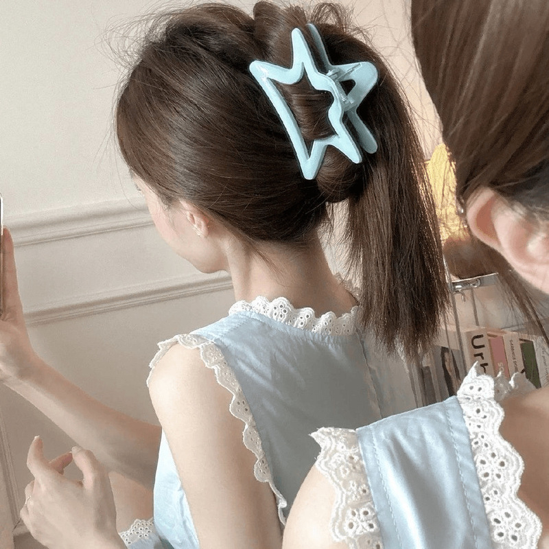 Clip Gentle Girl Sea Salt Blue Stars Grab Clip Back of Head Hair Shark Clip Spring/Summer 2024 New Hair Accessories
