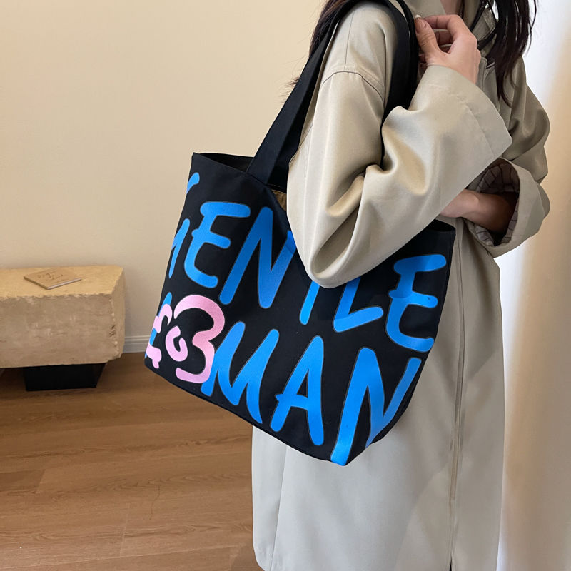 Commuting single-shoulder letter large-capacity versatile bag, canvas bag, Japanese student class artistic bag, women's tote handbag undefined