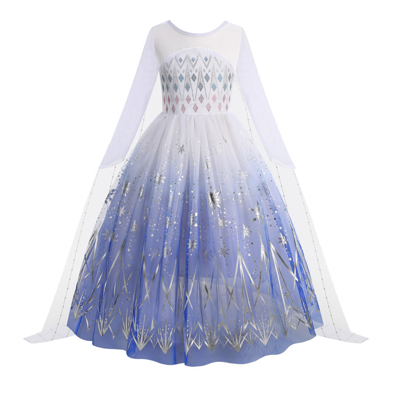 ELSA Summer and Spring/Autumn Elsa Dress, Frozen Elsa Princess Dress, Long Sleeve Christmas Holiday Dress