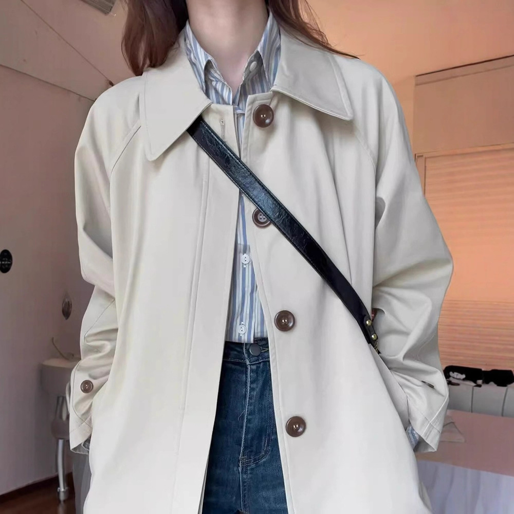 Windbreaker Jacket Women's Mid-Length Petite 2025 New Spring and Autum High-End British Style Korean Style Japanese Style Autum Clothing