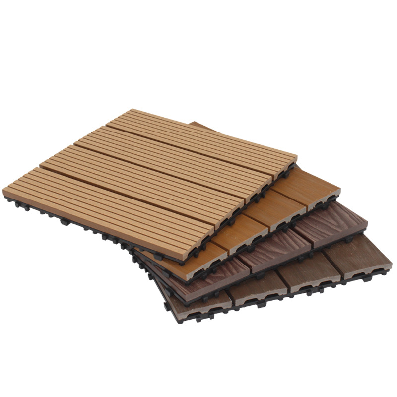 Mayorista wpc al aire libre pequeño piso de madera plástica DIY interior suelo autopavimentado balcón al aire libre patio mosaico piso de madera plástica image 6