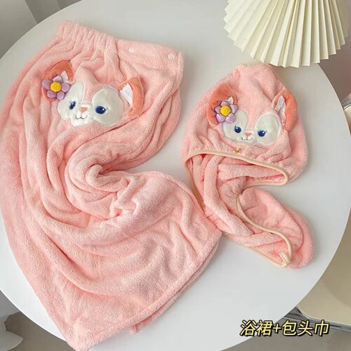 Custom-Made Souvenir Embroidered Bath Towel Set: Cute Cartoon Design, Highly Absorbent, Thickened Coral Fleece, Lina Bell Towel
