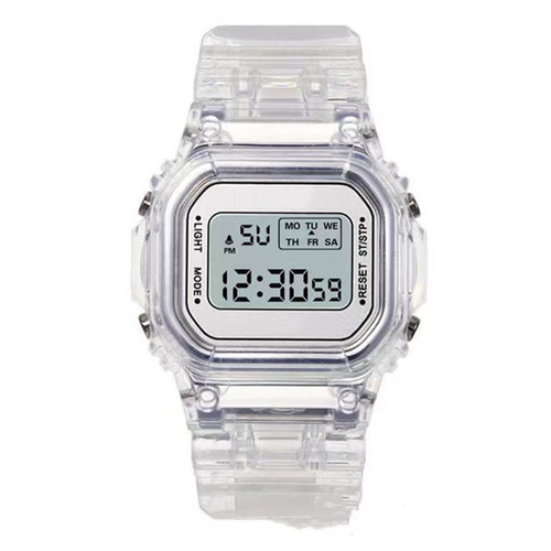 Cross-border best-selling male and female student ins internet celebrity watch luminous transparent small square waterproof electronic watch