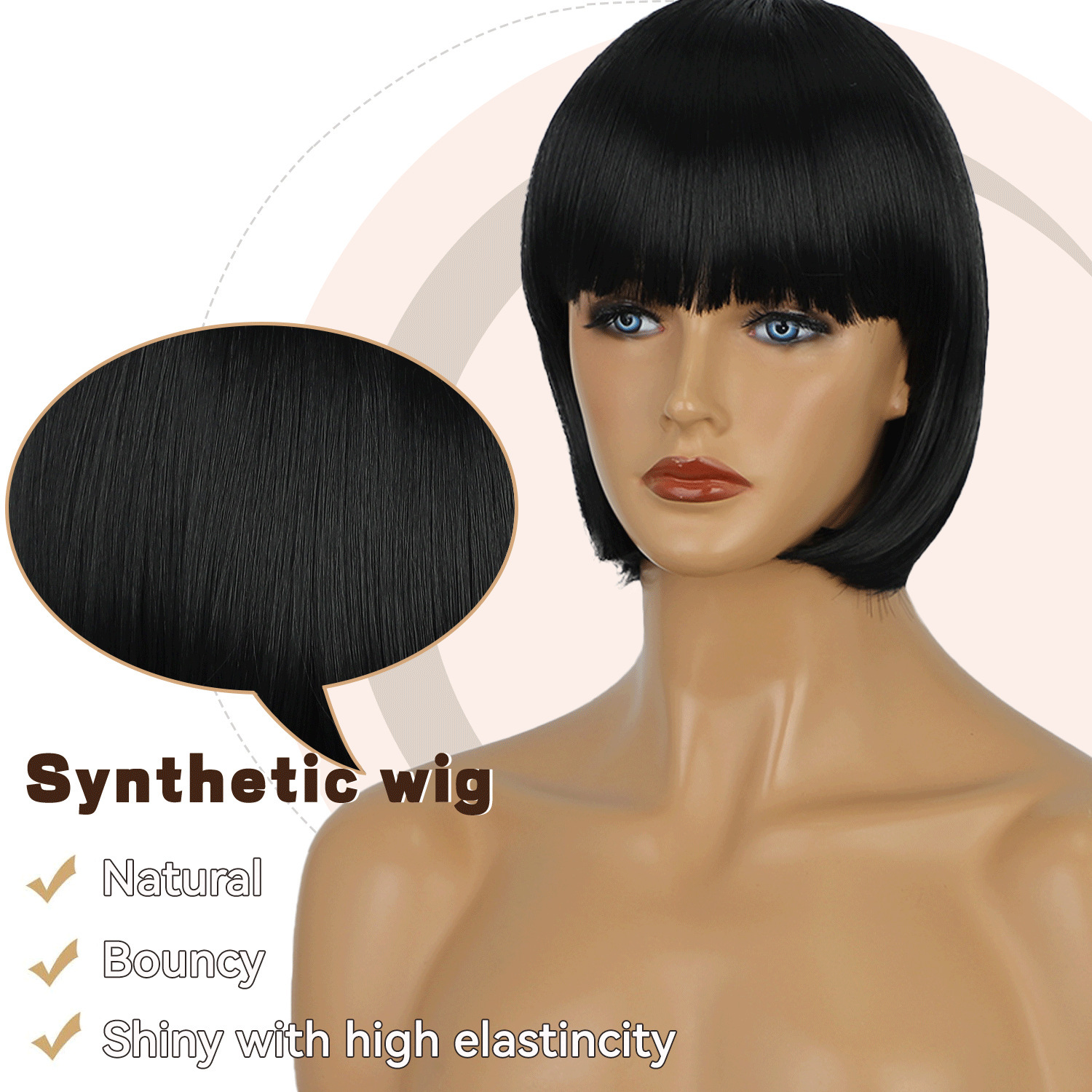 Europeos y estadounidenses pelo corto bob bob pelucas pelucas de cabello femeninas fibra química de alta temperatura seda cubierta de pelo