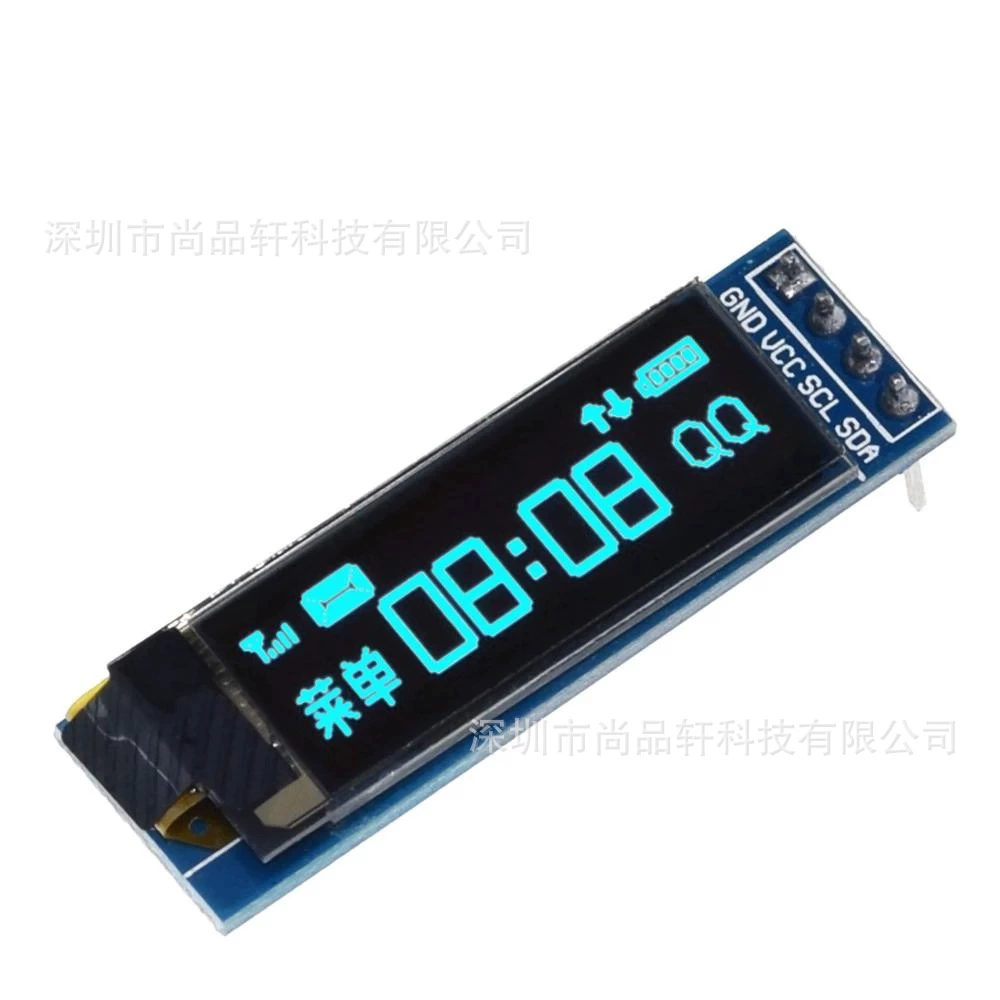 OLED-дисплей 0,91 дюйма SSD1306, 128×32, I2C, совместим 3,3–5В, белый/синий