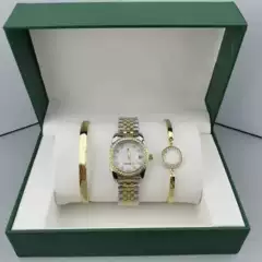 Rolex Datejust Women's Three-Piece Set, Waterproof Steel Band Diamond-Set Fashion Quartz Watch for Wholesale, Suitable for Live Streaming, TikTok, Kuaishou