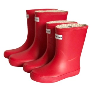 Cross-border Hunter Children's rain boots mid-calf solid color boys' and girls' waterproof shoes flat rubber single rain boots
