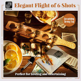 家用木质烈酒杯分配器子弹杯托盘酒吧调酒盘威士忌酒杯架