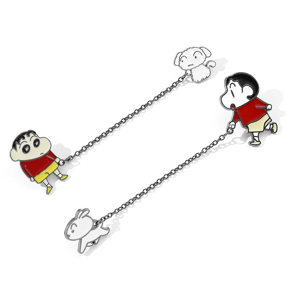 Японские мультяшные восковые мелки, металлическая нашивка, цепь, креативная милая брошь, булавка