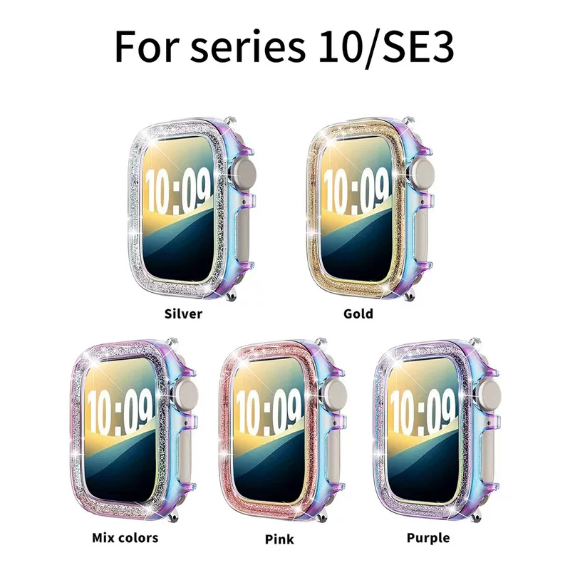 Совместимый защитный чехол для Apple iWatch 10 поколения Apple watch S10 лазерная жемчужина светлая фляга порошковый чехол 42/46 мм
