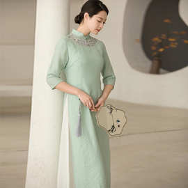 旗袍改良版春季修身年轻款文东篱日常中国风气质复古女连衣裙