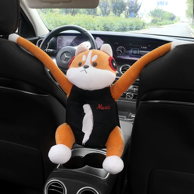 Car armrest box storage paper Car tissue box/set - headphone-dog-tissue-bag