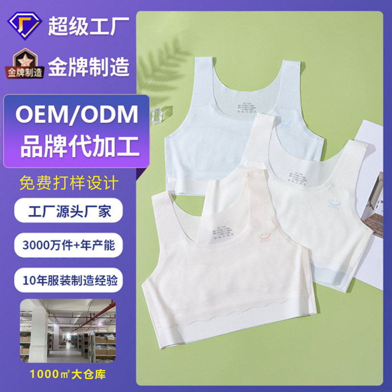Custom Summer Developmental Girls Seamless Underwear Girls Junior High School Students Bra Lightweight Breathable Children's Vest
