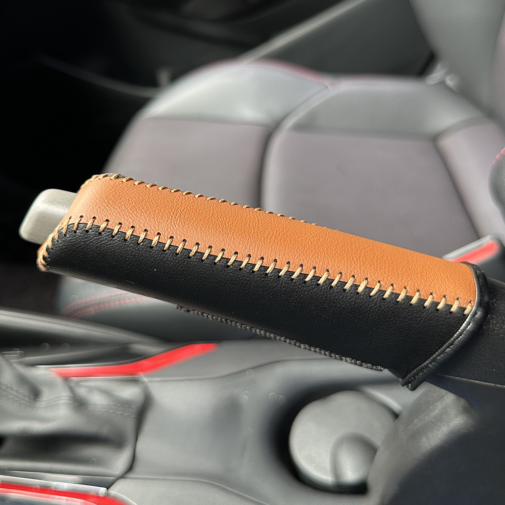 Cross-Border Universal Car Gear Shift Lever Handbrake Leather Hand-Stitched Brake Lever Decorative Protective Cover Gear Shift