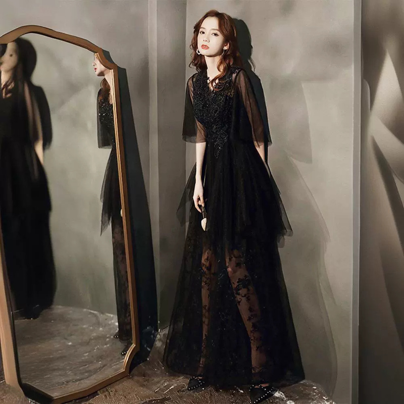 Black Evening Dress for Women, Elegant Banquet Style, 2026 New Model, Socialite Aura, Queen's Artistic Examination V-Neck Dress, Summer Black Evening Dress for Women, Elegant Banquet Style, 2026 New Model, Socialite Aura, Queen's Artistic Examination V-Neck Dress, Summer