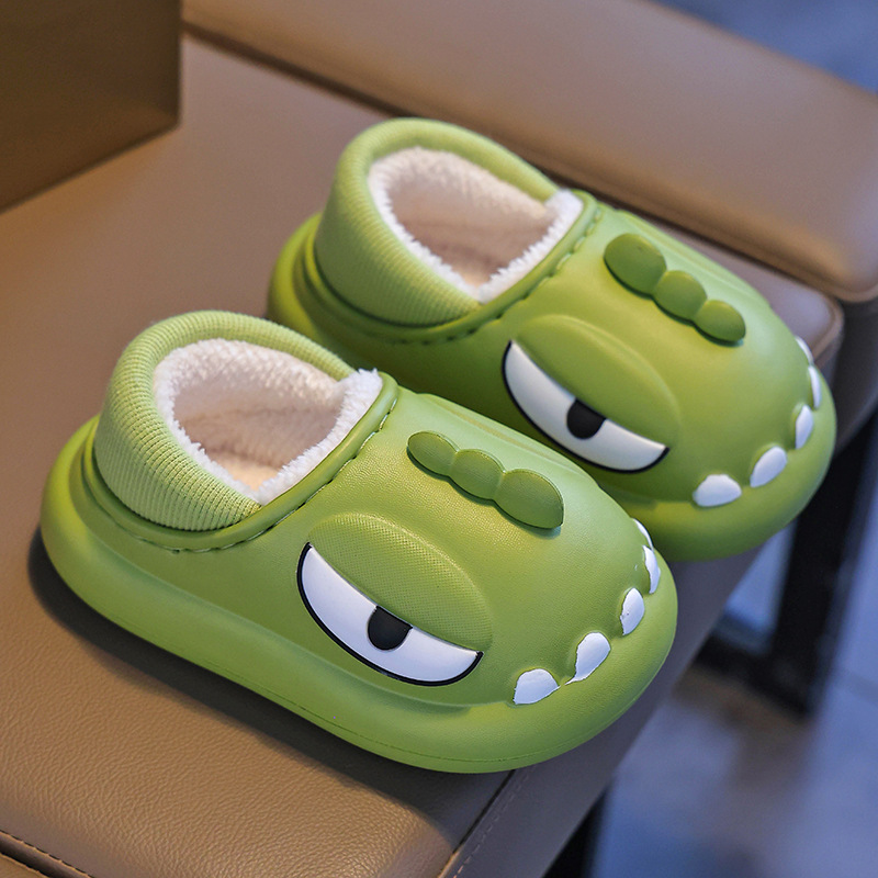 Zapatillas de dinosaurio para niños de invierno zapatillas de algodón para niños impermeables para el hogar zapatillas de peluche para niñas bolsas tacones