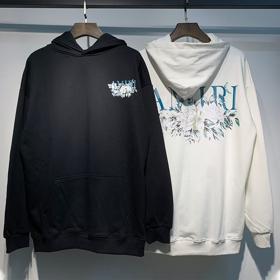 AMIRI suéter colección de letras de impresión transfronterizas 360 gramos de anillo masculino suelto casual sudadera encapuchada