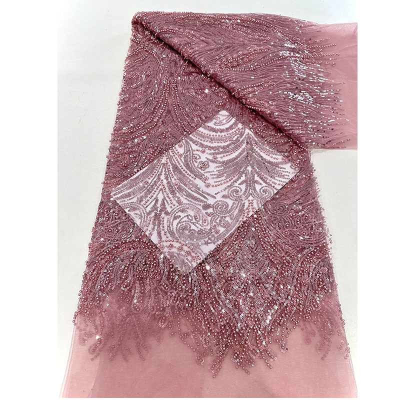 Tejido de cuentas de esquinilla, esquinilla de color fantasma, encaje bordado apretado, ropa infantil, ropa de mujer, ropa de boda, tela