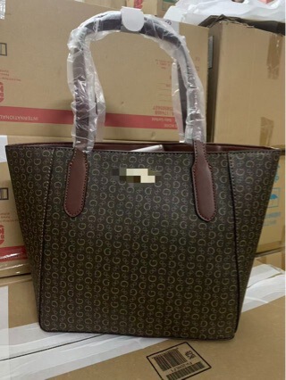 Cross-Border 2025 New and Old Floral Full-Print Logo Guess Fashion Versatile Retro Large-Capacity Commuter Shoulder Tote Bag