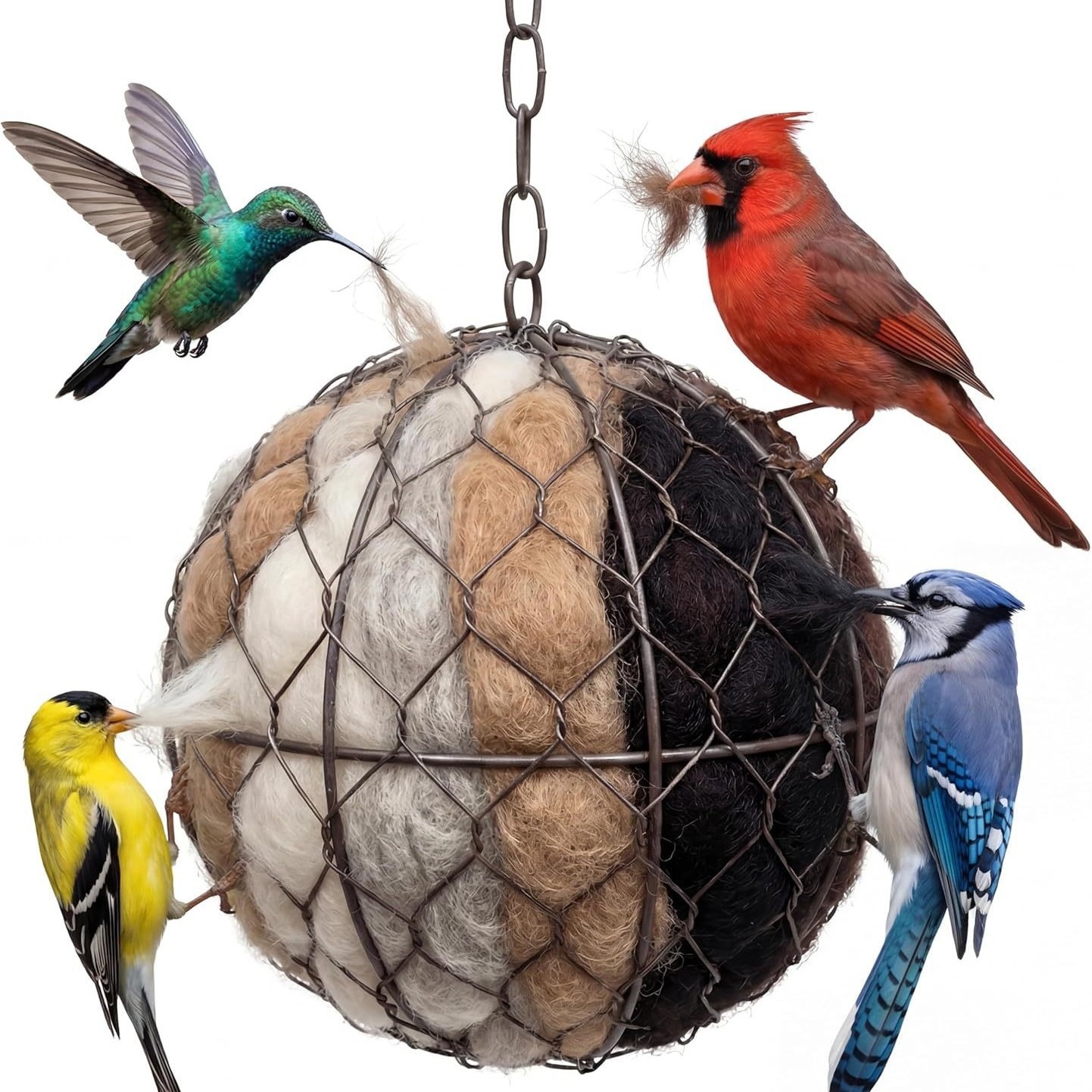 跨境新品Handmade Alpaca Fiber Bird Nest Heart-Shaped球形鸟巢