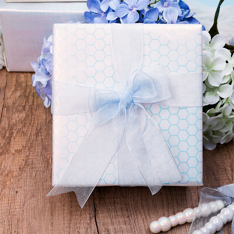 Papel de regalo de color azul de cebollas doradas transfronterizas regalo de cumpleaños del día de San Valentín de alto nivel de papel de embalaje de caja de regalo