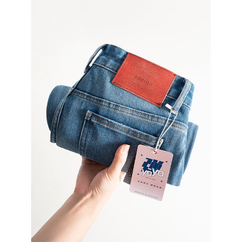 The same style of 4-sided jeans as Dai Jia*er!  2024 autumn new high-waisted small nine-point straight-leg pants