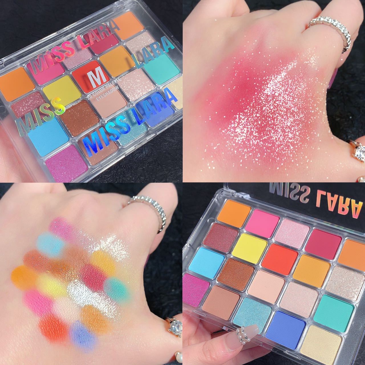 Miss Lara 20-color eyeshadow palette: Dazzling Avocado Glitter, Pearlescent, Matte, student stage Eyeshadow makeup undefined