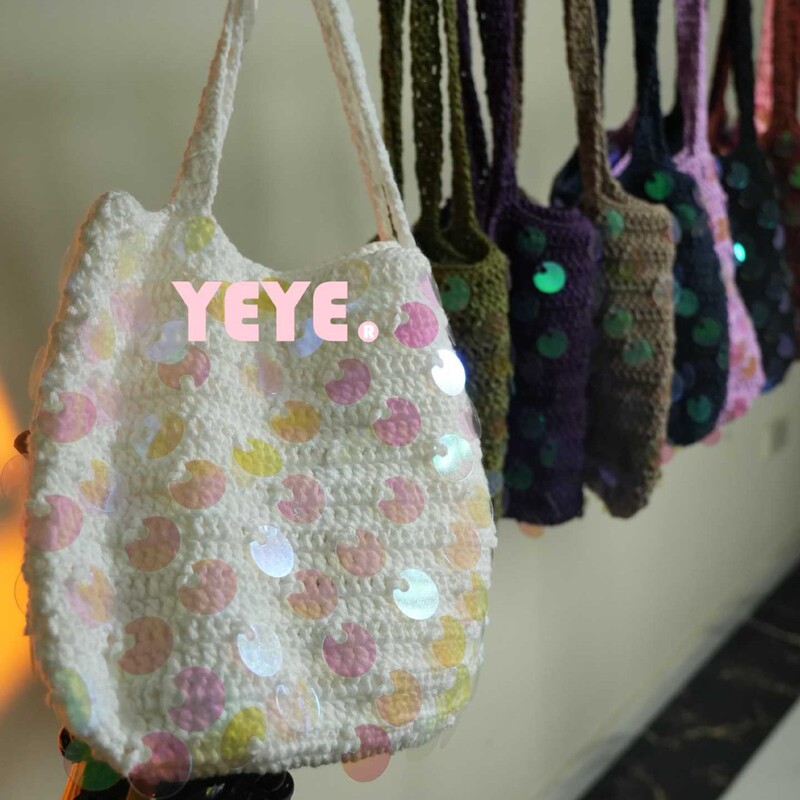 A776 Cross-Border Pure Hand Hook Woven Handbag Bag Bright Beads Handbag Shoulder Bag New Bag