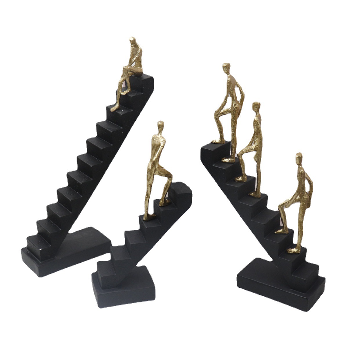 Simple moderno negro oro escalera figura escultura creativa escalera decoración modelo sala de estar decoración suave