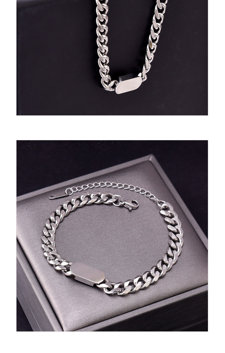 Wholesale Simple Style U Shape Titanium Steel Bracelets Necklace Jewelry Set display picture 1