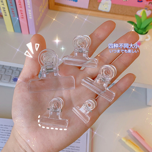 ins style transparent clip student test paper clip creative plastic snack sealing clip binding ticket clip file long tail clip