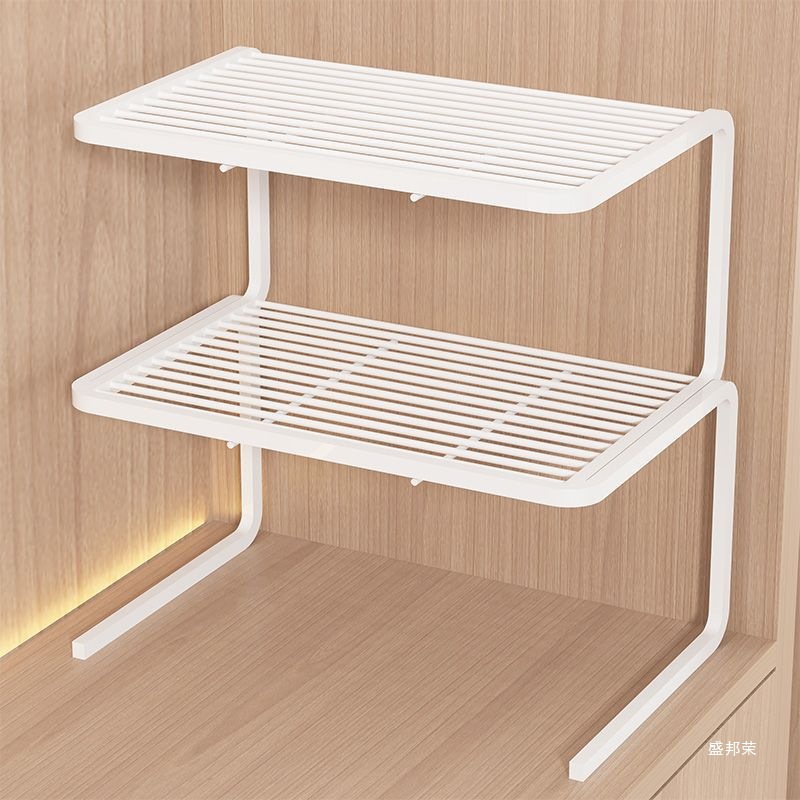 Cabinet Layered Rack Kitchen Pot Rack Storage Rack Stove Tableware Storage Rack under the Sink Double-Layer Pot and Bowl Partition Rack Iron