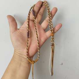 新款四股辫民族风绑玉唐卡吊坠绳项链绳手工编织绳藏式手挂绳红绳