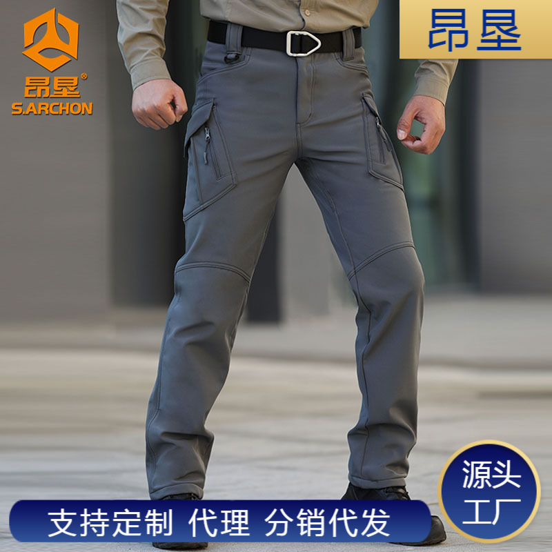Angkenix9 Outdoor Softshell Tactical Pants for Men, Winter Fleece-Lined Thickened Training Camouflage Fleece Pants, Warm Hiking Pants