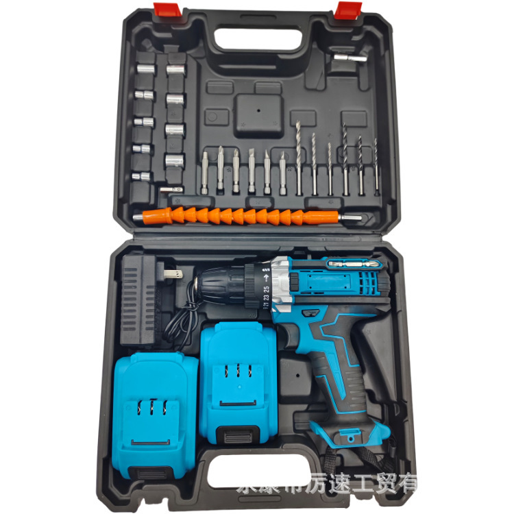 Herramientas eléctricas domésticas transfronterizas taladro de impacto de litio eléctrico de alto rendimiento taladro eléctrico de grado industrial taladro de mano multifuncional carga