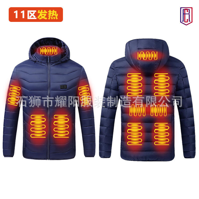 En stock calefacción de invierno de algodón acolchado ropa transfronteriza exclusiva para nuevo inteligente caliente temperatura constante encapuchado soporte collar de algodón acolchado ropa venta directa de fábrica