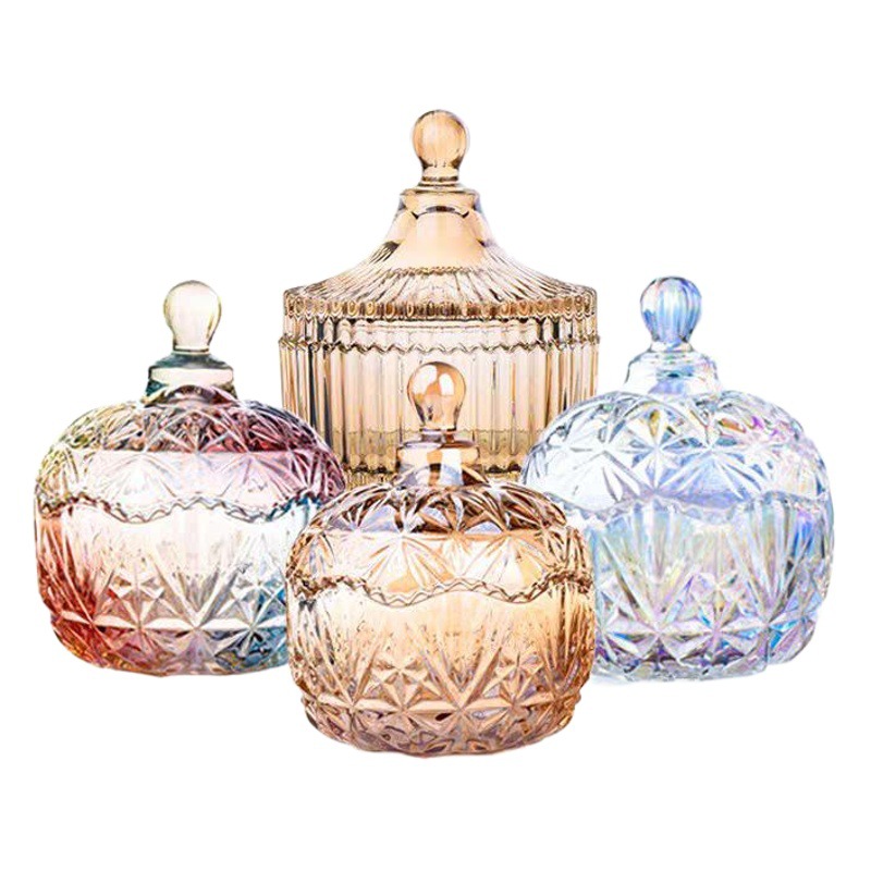 Tarro de caramelo de cristal estrellado grande con tapa caja de almacenamiento de color snack tarro de snack tarro sellado frasco de cera