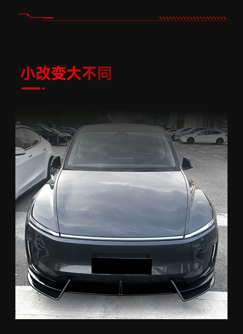 Suitable for the New Version 2024+ Tesla Model Y Front Lip, Front Shovel, Corner Front Surround, Cross-Border Modification
